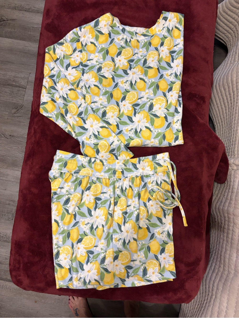 Buckle Lemon Print Lounge Top - Yellow, Green & Blue Very soft and warm material